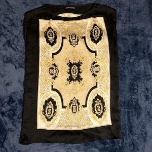 Black tie dress with design.